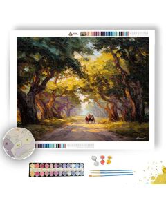 HORSES ON COUNTRY ROAD - Paint by Numbers Full Kit