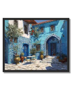 TURKISH BLUE COURTYARD - FRAMED