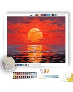 RED SUN OVER SEA - Paint by Numbers Full Kit