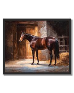 GROOMING AT STABLE - FRAMED
