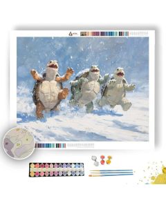 WINTER TURTLE SNOWBALL FIGHT - Paint by Numbers Full Kit