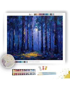 MIDNIGHT INDIGO FOREST - Paint by Numbers Full Kit