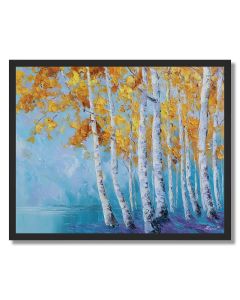 BIRCH TREES IN BLUE WIND - FRAMED