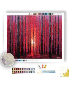 CRIMSON SUNLINE WOODS - Paint by Numbers Full Kit