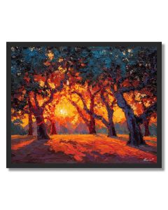 SUNSET THROUGH THE OAKS - FRAMED