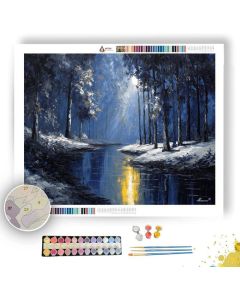 MOONLIGHT THROUGH THE WOODS - Paint by Numbers Full Kit