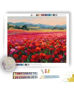 CRIMSON BLOOM MEADOW - Paint by Numbers Full Kit