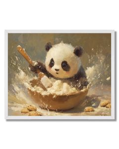 KAWAII PANDA BAKING COOKIES - FRAMED