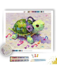 KAWAII TURTLE LISTENING TO MUSIC - Paint by Numbers Full Kit