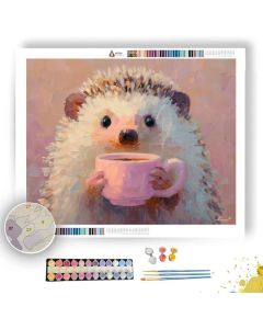 KAWAII HEDGEHOG DRINKING HOT COCOA - Paint by Numbers Full Kit