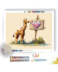 KAWAII GIRAFFE PAINTING A SIGN - Paint by Numbers Full Kit