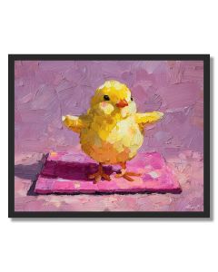 KAWAII CHICK DOING YOGA - FRAMED