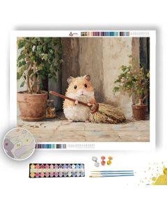 KAWAII HAMSTER SWEEPING - Paint by Numbers Full Kit