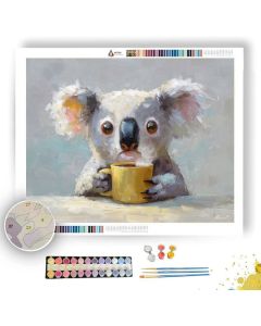 KAWAII KOALA DRINKING COFFEE - Paint by Numbers Full Kit