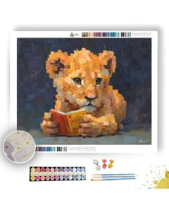 KAWAII LION STUDYING - Paint by Numbers Full Kit