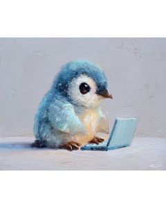 KAWAII PENGUIN WORKING ON LAPTOP