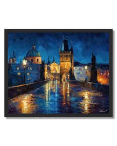 CHARLES BRIDGE NIGHT LANTERNS - FRAMED
