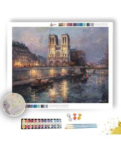 PARIS NOTRE DAME RIVERSIDE EVENING - Paint by Numbers Full Kit