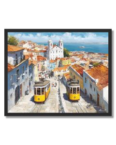 LISBON ALFAMA HILLSIDE TRAMS - FRAMED