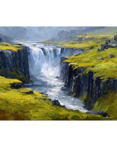 ICELAND GOLDEN FALLS AND MOSS
