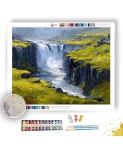 ICELAND GOLDEN FALLS AND MOSS - Paint by Numbers Full Kit