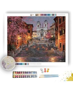 ROME SPANISH STEPS BLOSSOM TWILIGHT - Paint by Numbers Full Kit