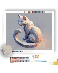 ISO CAT SITTING VOXEL - Paint by Numbers Full Kit