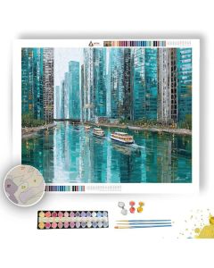 CHICAGO RIVER GLASS TOWERS - Paint by Numbers Full Kit