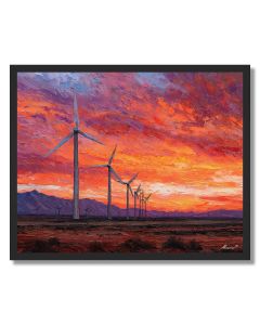 MOJAVE WINDMILL SUNSET FIELD - FRAMED