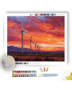 MOJAVE WINDMILL SUNSET FIELD - Paint by Numbers Full Kit