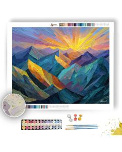 CUBIST MOUNTAIN SUNBREAK - Paint by Numbers Full Kit
