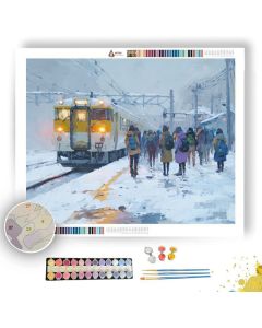 WINTER TRAIN PLATFORM - Paint by Numbers Full Kit