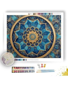 BLUE TEMPLE MANDALA - Paint by Numbers Full Kit