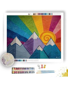 BRIGHT MOUNTAIN DOODLE - Paint by Numbers Full Kit
