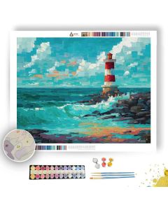PIXEL LIGHTHOUSE SHORE - Paint by Numbers Full Kit