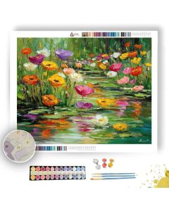 FLOWERS BY THE STILL POND - Paint by Numbers Full Kit