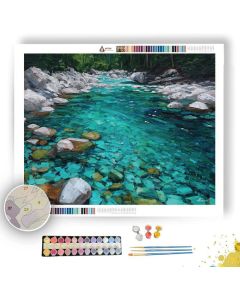 TURQUOISE FOREST STREAM - Paint by Numbers Full Kit