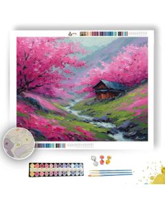 CHERRY BLOSSOM TEAHOUSE VALLEY - Paint by Numbers Full Kit