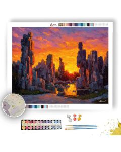 SUNSET AT STONE FOREST OF YUNNAN - Paint by Numbers Full Kit