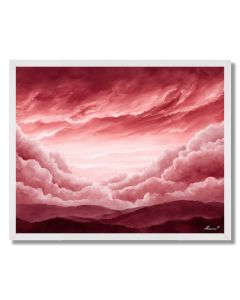 WATERCOLOR CRIMSON SKY VISTA - FRAMED
