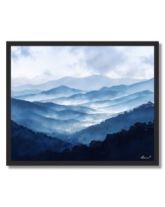 WATERCOLOR BLUE MIST RIDGE - FRAMED