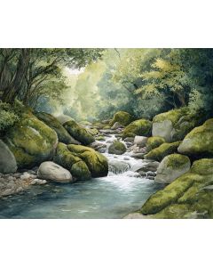 WATERCOLOR TRANQUIL STREAM