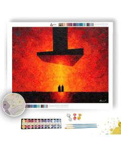 CRIMSON GEOMETRY MUTED - Paint by Numbers Full Kit