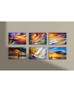 Set of 6 seascape stretched paintings
