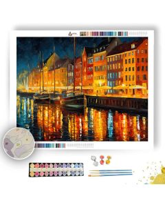 COPENHAGEN NIGHT HARBOR - Paint by Numbers Full Kit