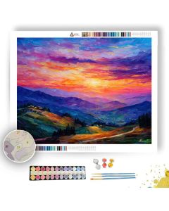 JAPANESE SUNSET HILLS - Paint by Numbers Full Kit