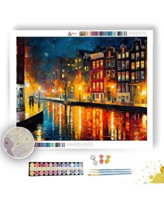AMSTERDAM RAIN STREET - Paint by Numbers Full Kit