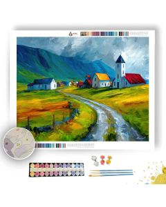 ICELANDIC VILLAGE ROAD - Paint by Numbers Full Kit