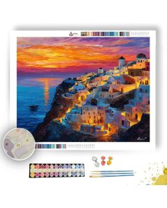 SANTORINI EVENING GLOW - Paint by Numbers Full Kit