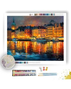 STOCKHOLM EVENING HARBOR - Paint by Numbers Full Kit